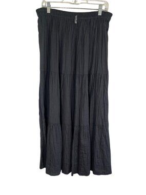 Sacred Threads Reversible Maxi Skirt OS Black Boho Indie Folk Peasant‎ Festival
